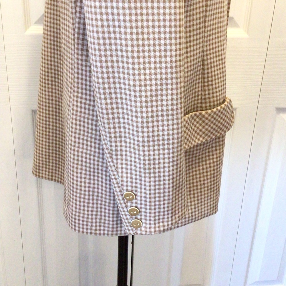 Vintage Bleyle For Hooper Womens 70’s Tan Checked Blazer Jacket Size 16 - Picture 8 of 16
